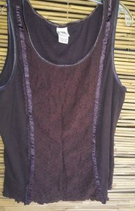 FG 26/28 Plum Brown Lace Trim Tank Top Plus